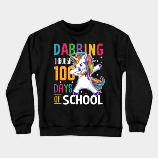 Dabbing Through 100 Days Of School For Student Teacher Crewneck Sweatshirt